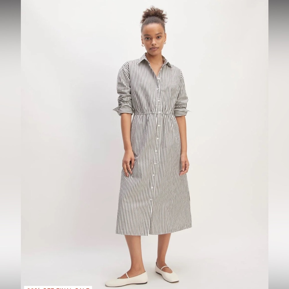 Everlane Striped Button-Front Shirt Dress NWT